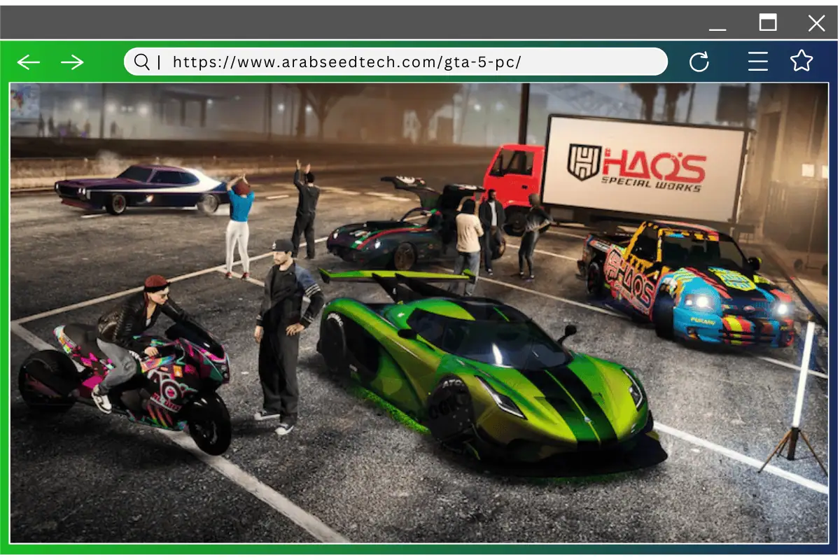 مجموعة مختارة من مركبات GTA 5، تسلط الضوء على السيارات والدراجات النارية والشاحنات في بيئة حضرية نابضة بالحياة