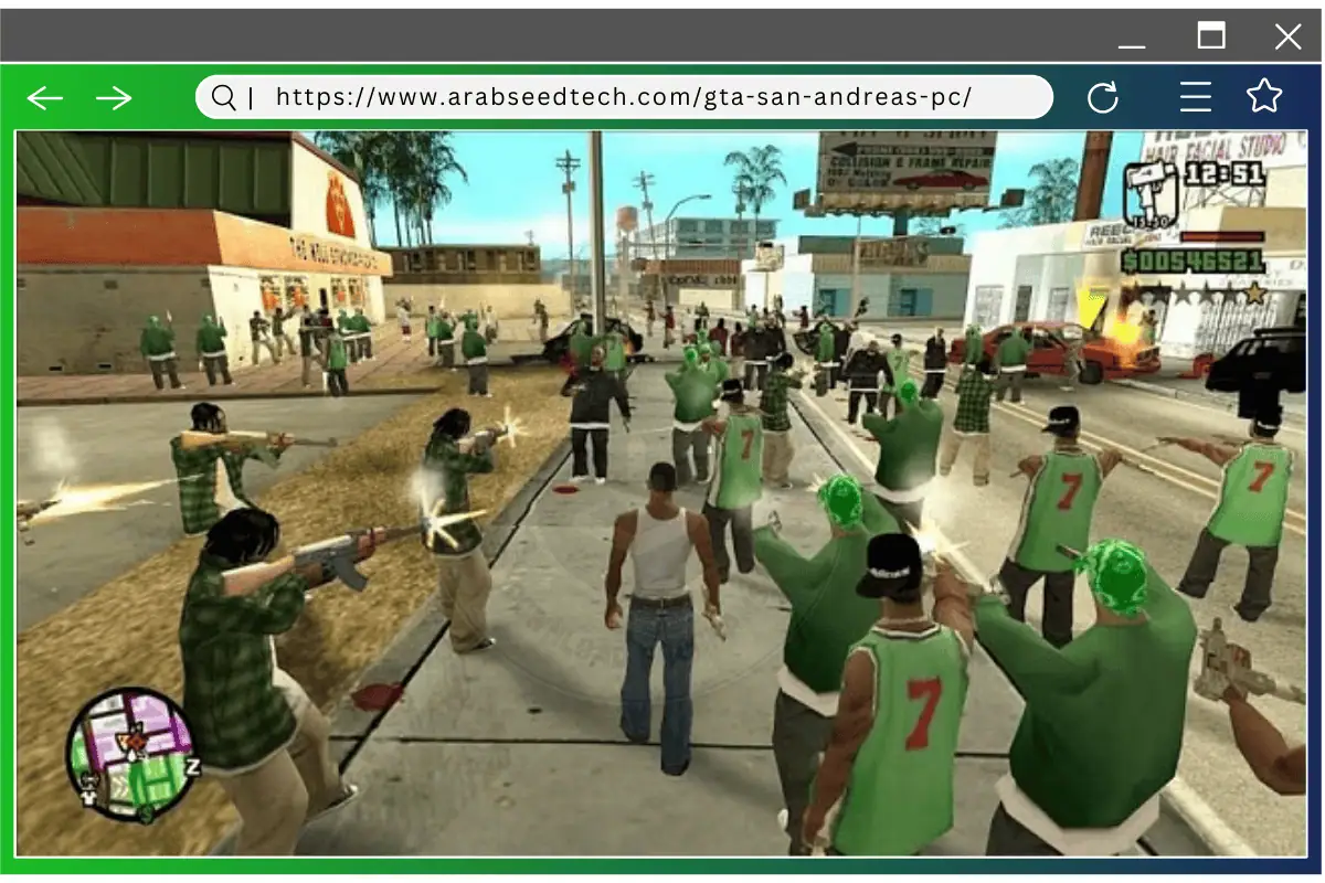 لحظة مثيرة في لعبة تحميل GTA San Andreas للكمبيوتر Multiplayer، تسلط الضوء على اللاعبين الذين يستكشفون العالم الواسع ويشاركون في المهام