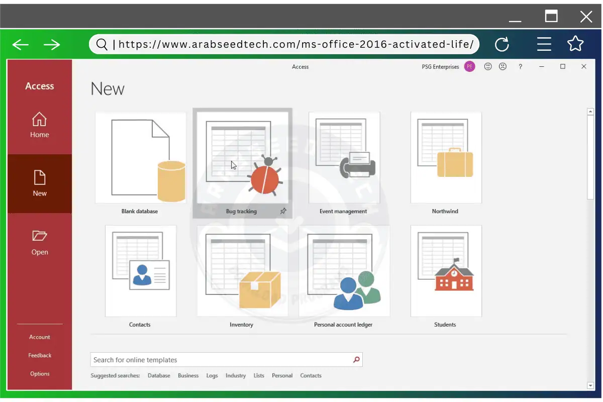 صورة لبرنامج تحميل مايكروسوفت اوفيس 2016 مفعل مدى الحياة Access، توضح وظائفه الرئيسية لإدارة قواعد البيانات والتفاعل مع المستخدم