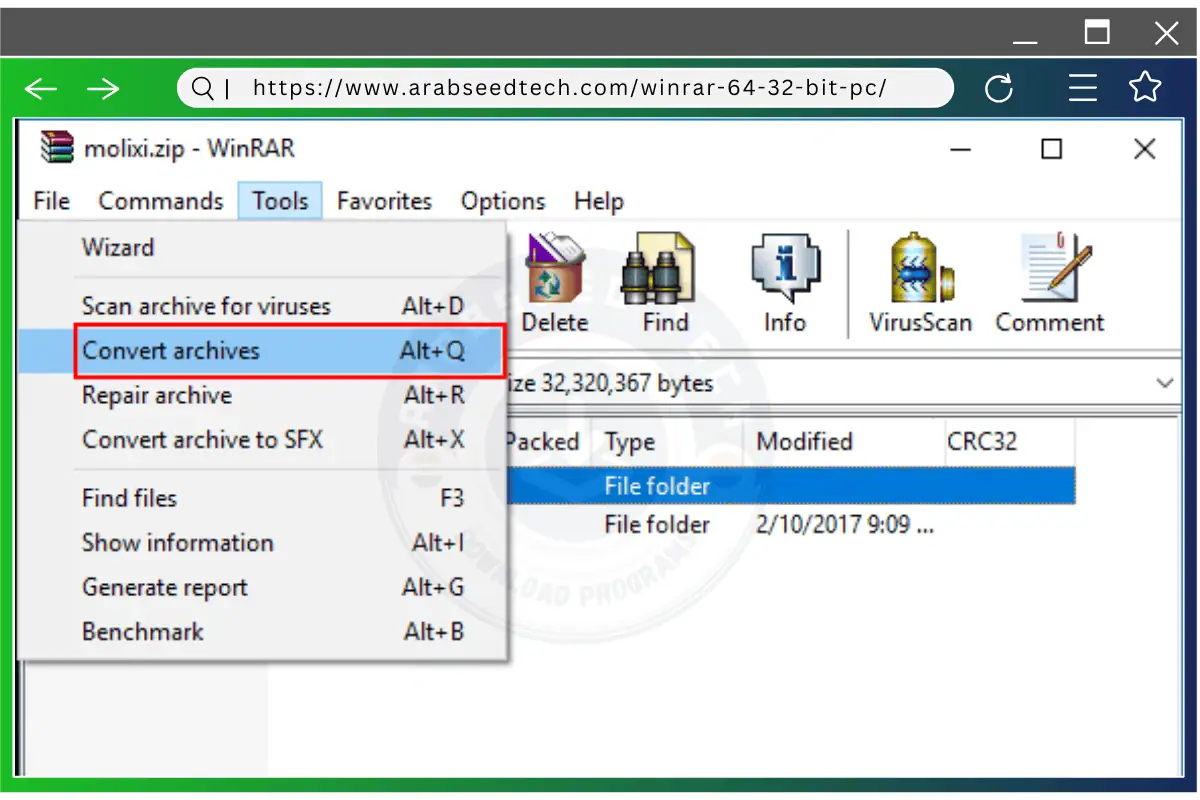 قسم الأدوات في تحميل winrar للكمبيوتر يعرض أدوات متنوعة لإدارة الملفات والضغط للتعامل بكفاءة مع البيانات